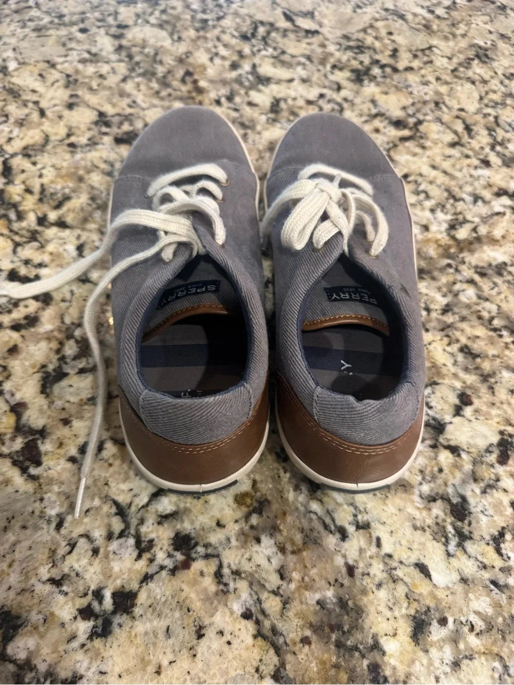 Sperry Kids Gray Canvas Lace-Up Shoes with White Laces